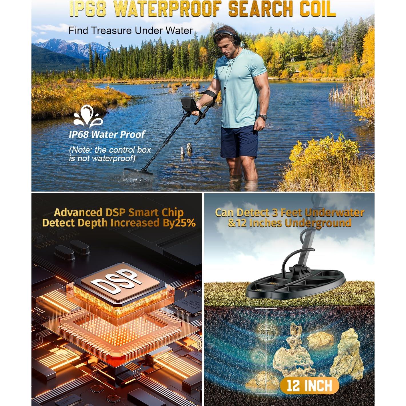 Detector de Metales Buytes Profesional 33 cm Impermeable