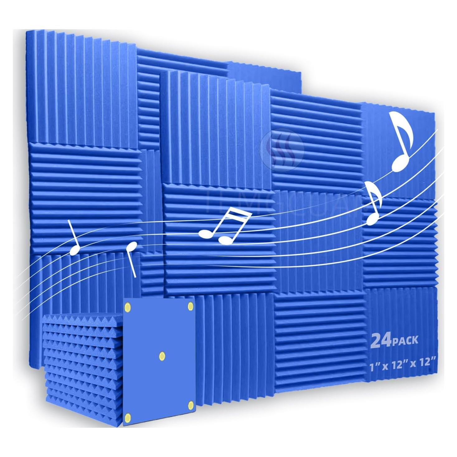 Paquete de 24 Paneles Acústicos Azul 30.48x30.48x2.54 cm