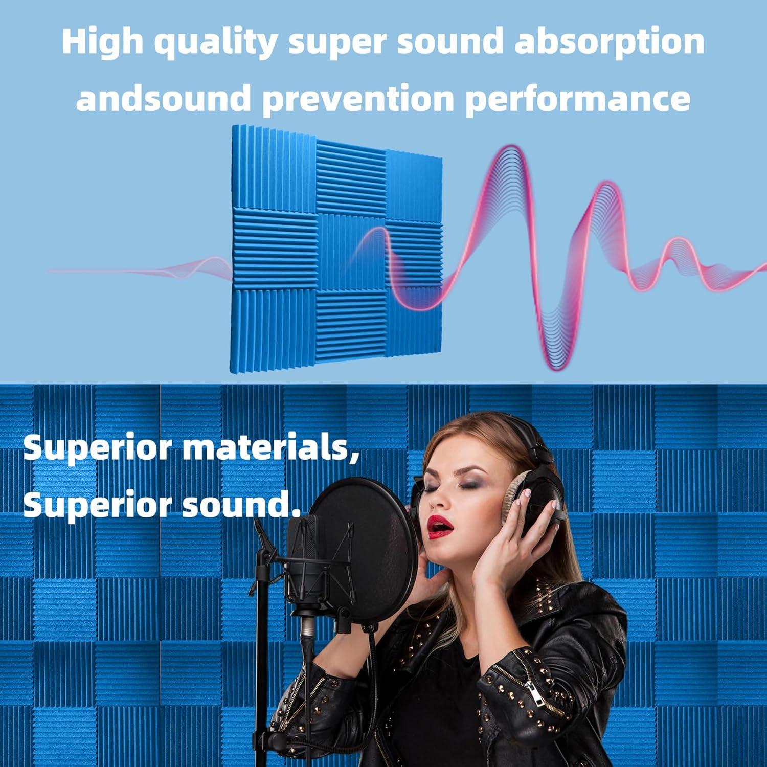 Paquete de 24 Paneles Acústicos Azul 30.48x30.48x2.54 cm