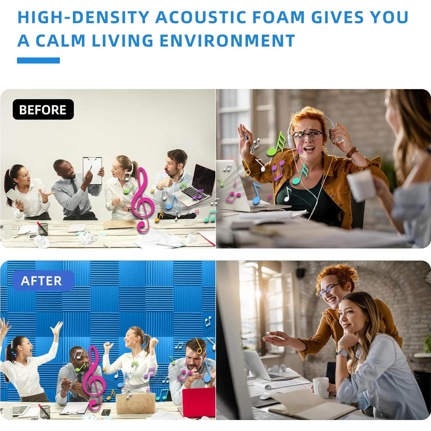 Paquete de 24 Paneles Acústicos Azul 30.48x30.48x2.54 cm