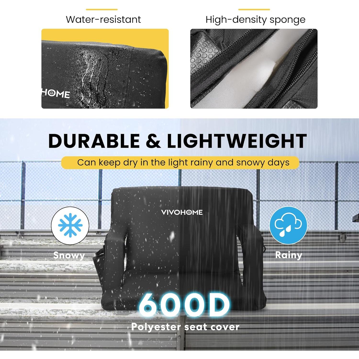 Sillas de Estadio Portátiles VIVOHOME Reclinables 2 Unidades