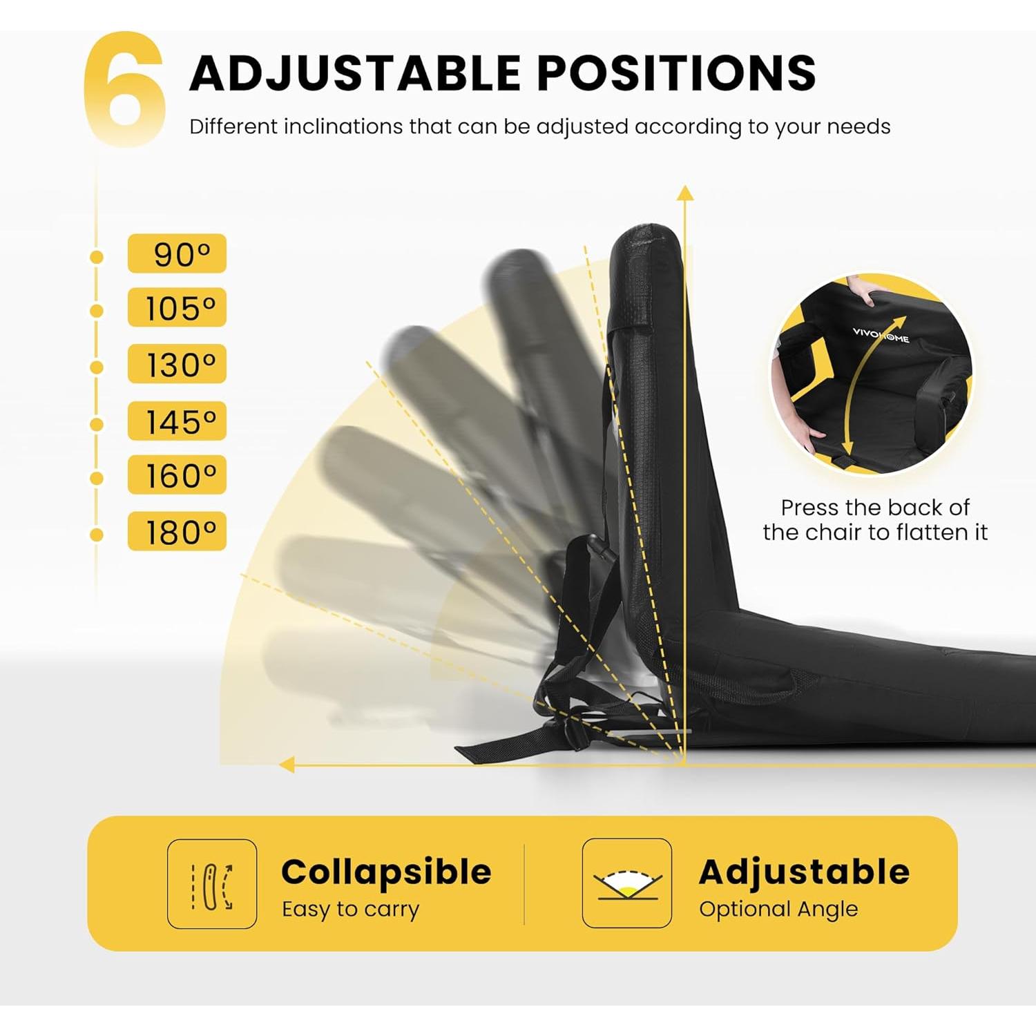 Sillas de Estadio Portátiles VIVOHOME Reclinables 2 Unidades