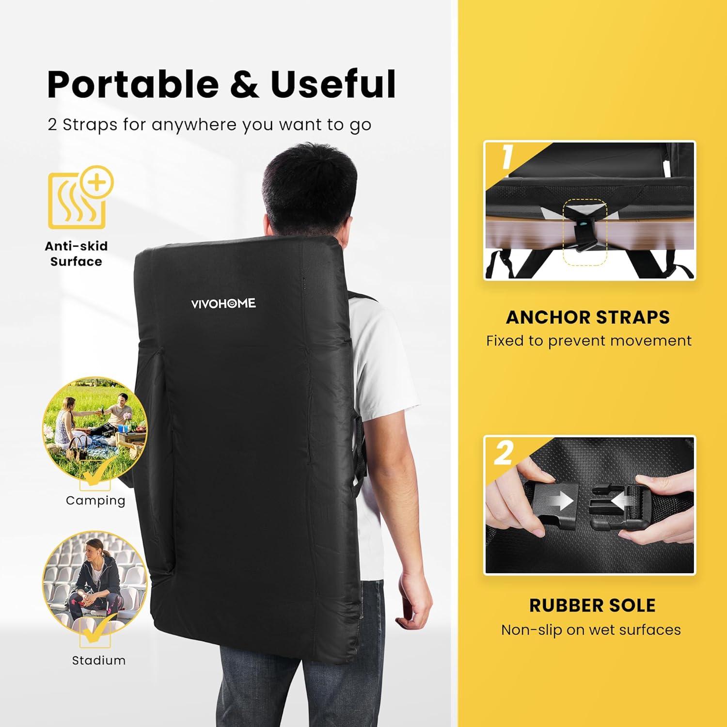 Sillas de Estadio Portátiles VIVOHOME Reclinables 2 Unidades