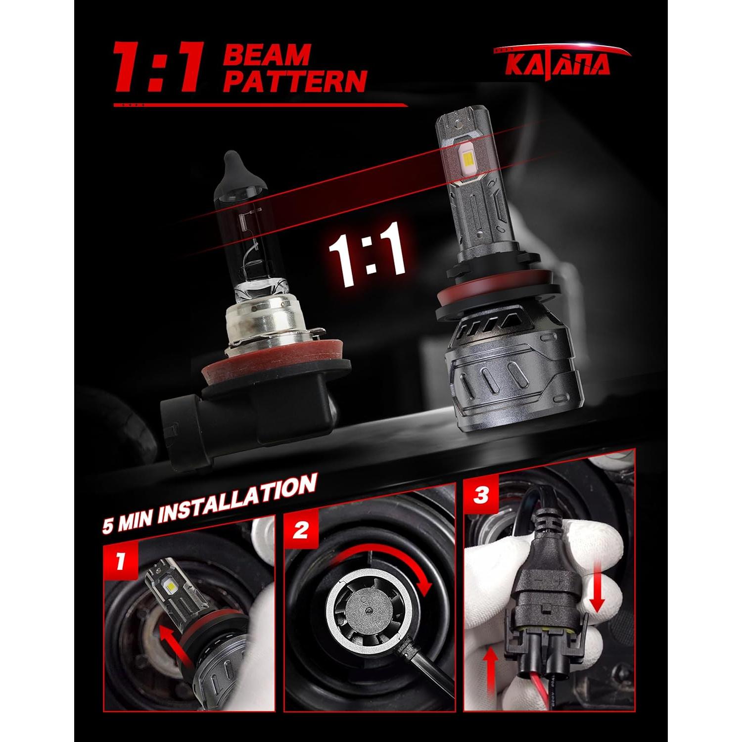 Bombilla de Niebla KATANA H11 70W 16000LM 6500K Plug and Play