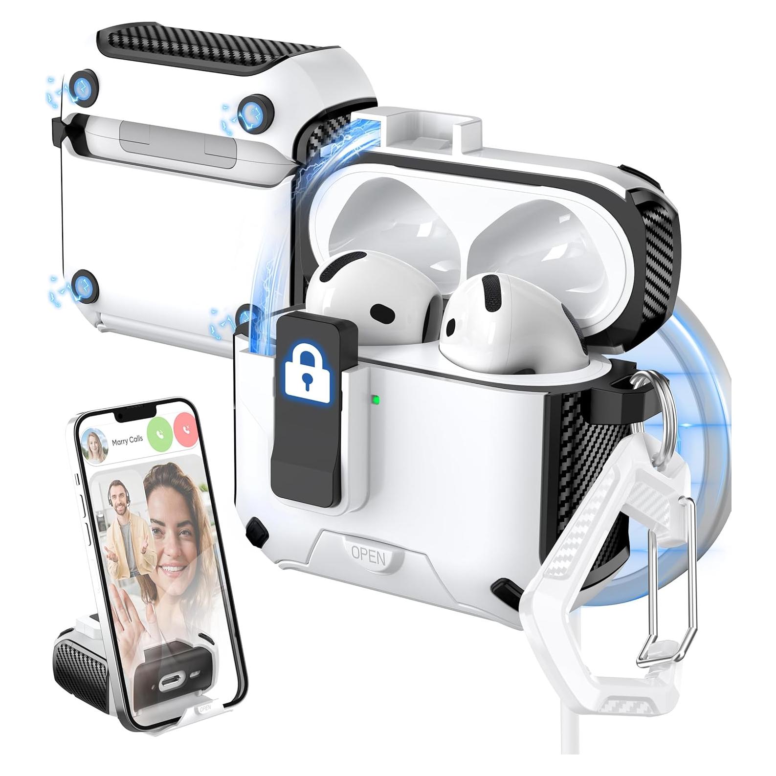 Funda para AirPods 4ta Gen MHYALUDO MagSafe Negro/Blanco