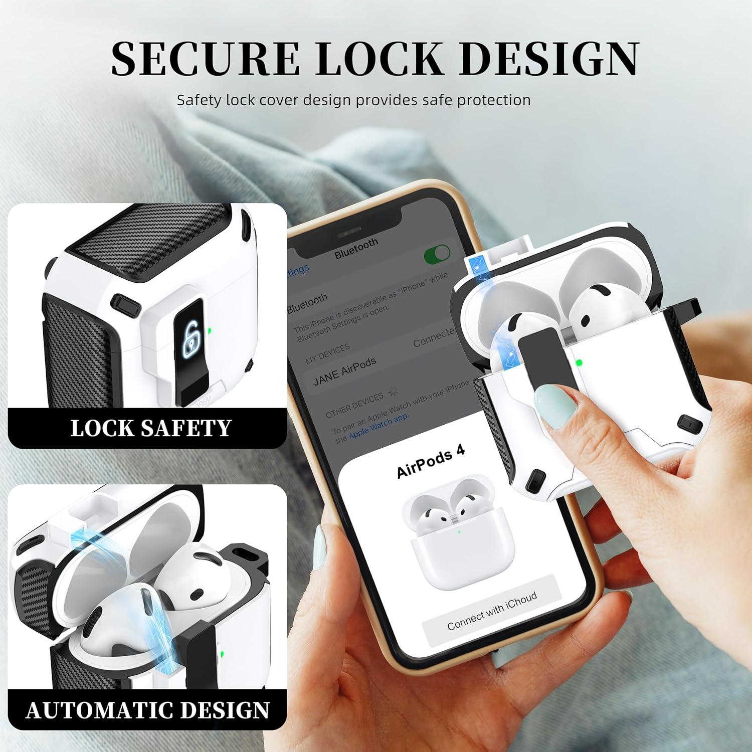 Funda para AirPods 4ta Gen MHYALUDO MagSafe Negro/Blanco