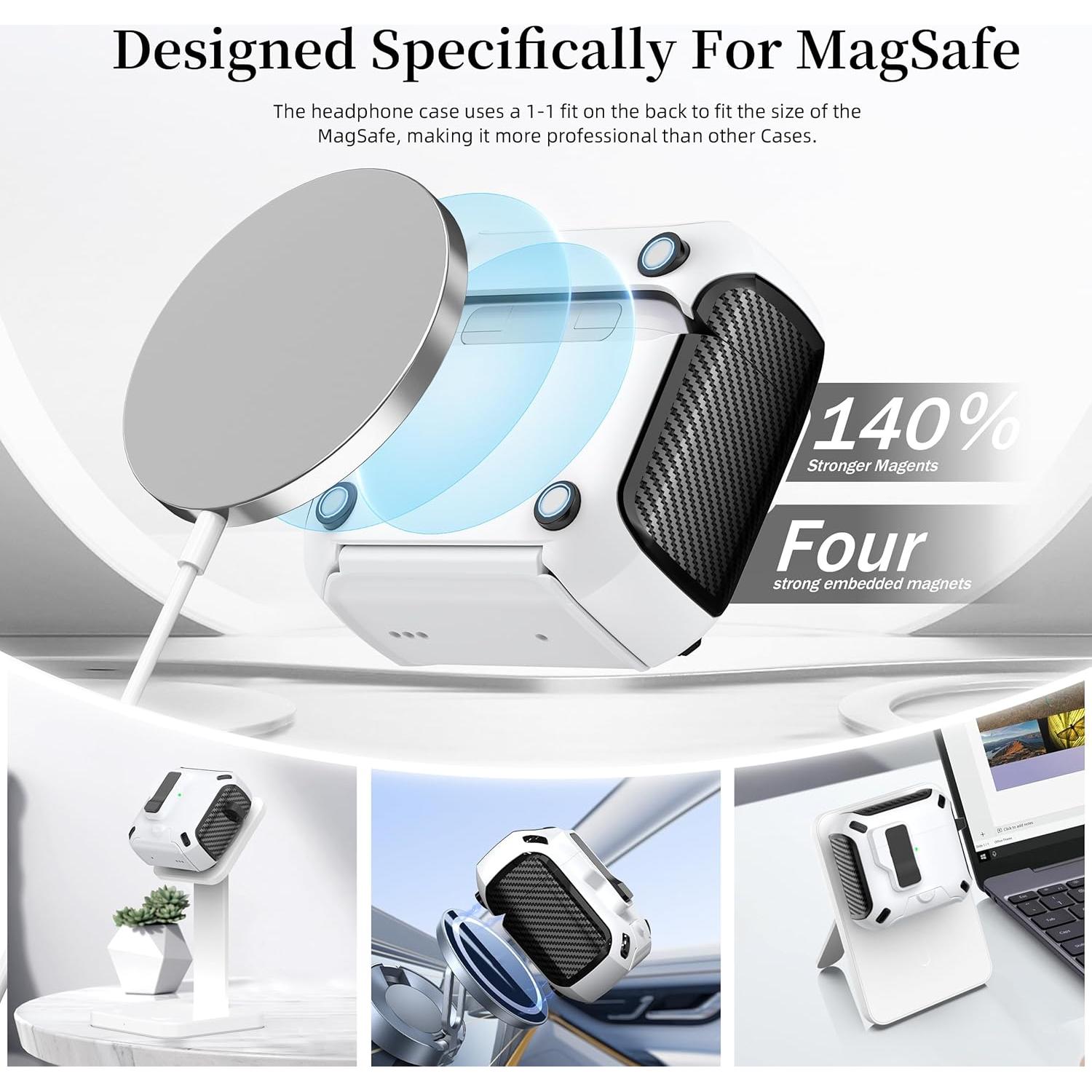 Funda para AirPods 4ta Gen MHYALUDO MagSafe Negro/Blanco