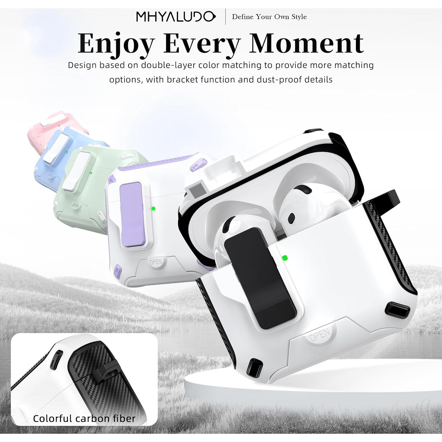 Funda para AirPods 4ta Gen MHYALUDO MagSafe Negro/Blanco