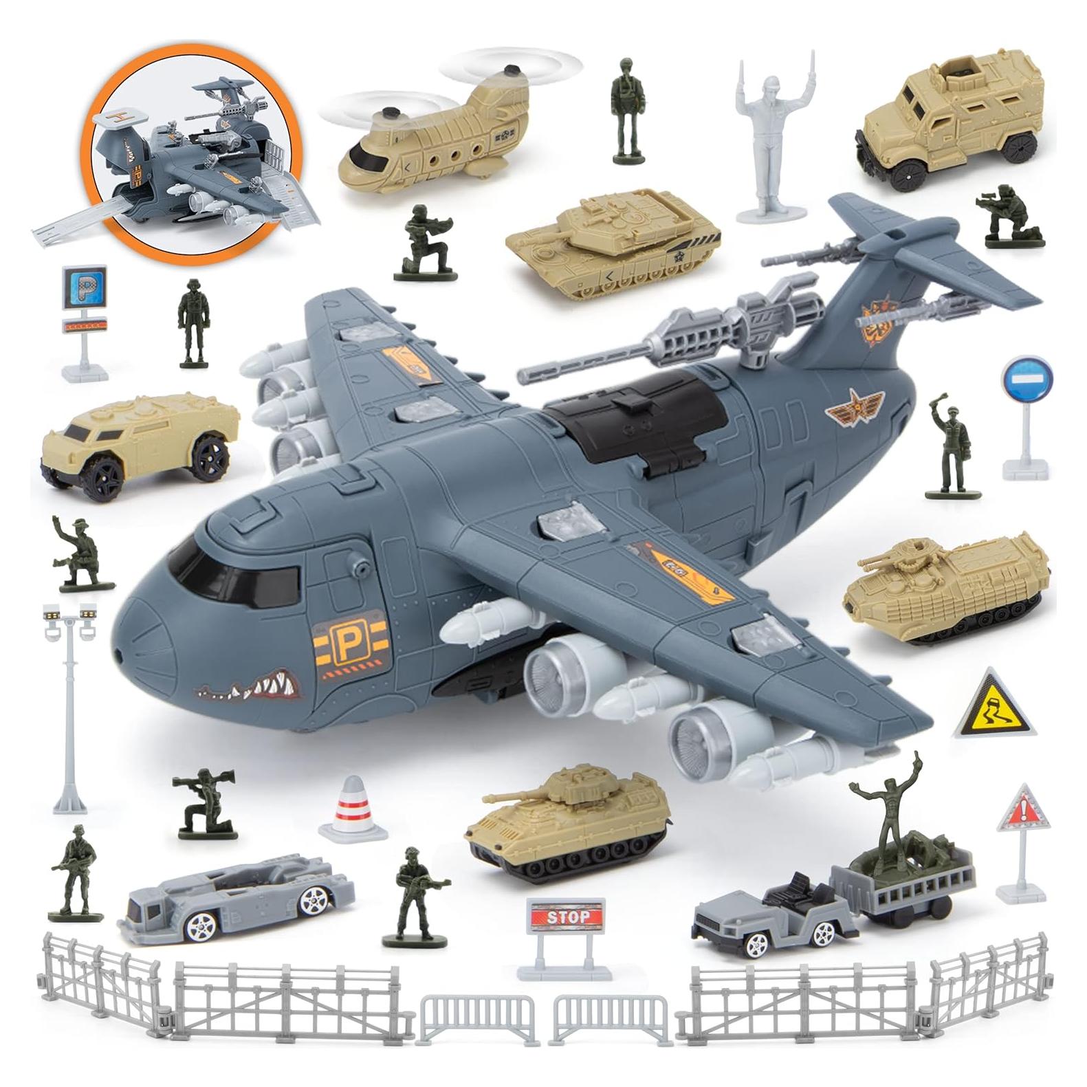 Juguete de Avión Militar XDUOYJOY con 8 Vehículos 0.61 kg