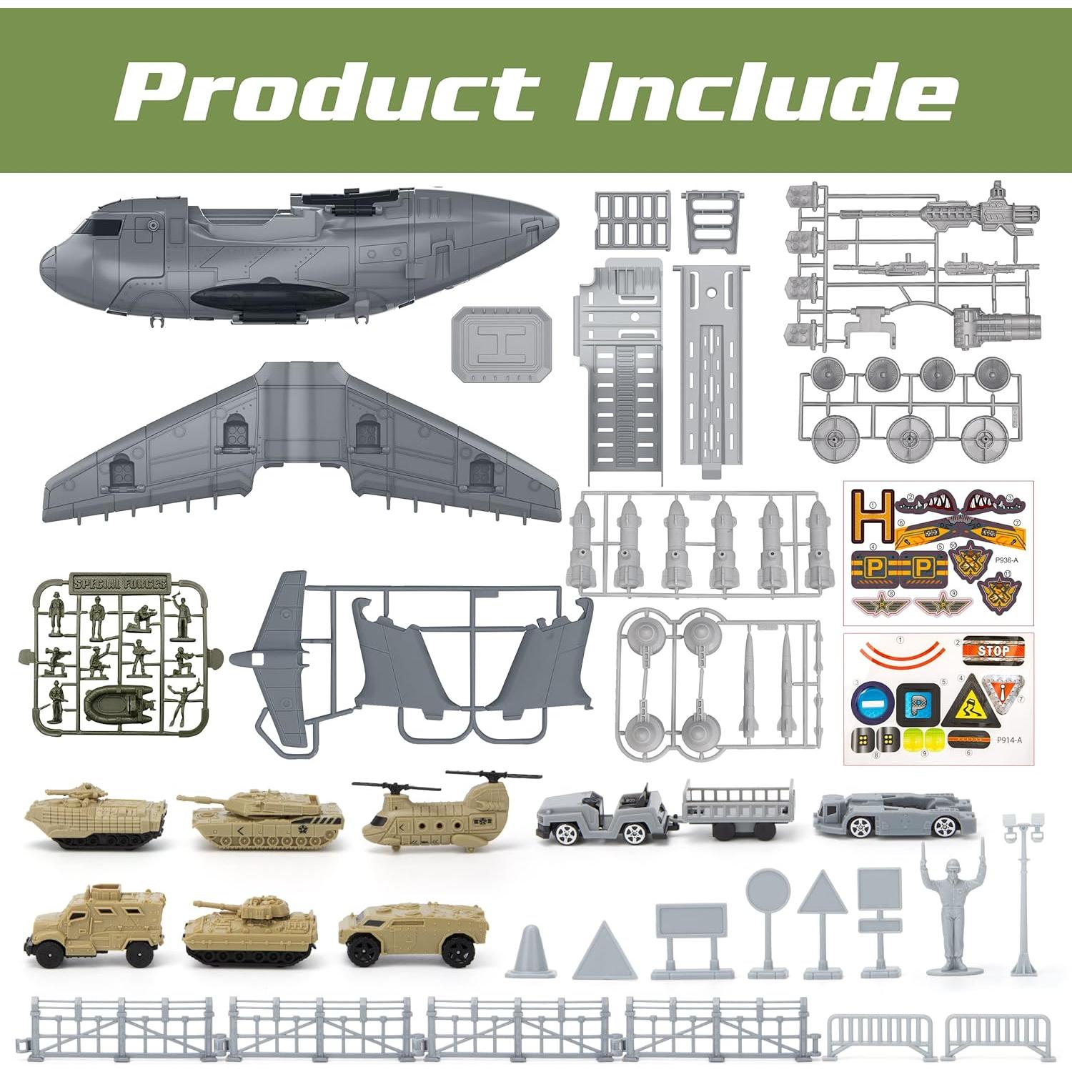 Juguete de Avión Militar XDUOYJOY con 8 Vehículos 0.61 kg