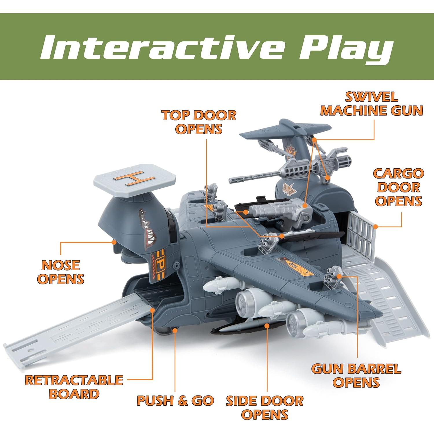 Juguete de Avión Militar XDUOYJOY con 8 Vehículos 0.61 kg