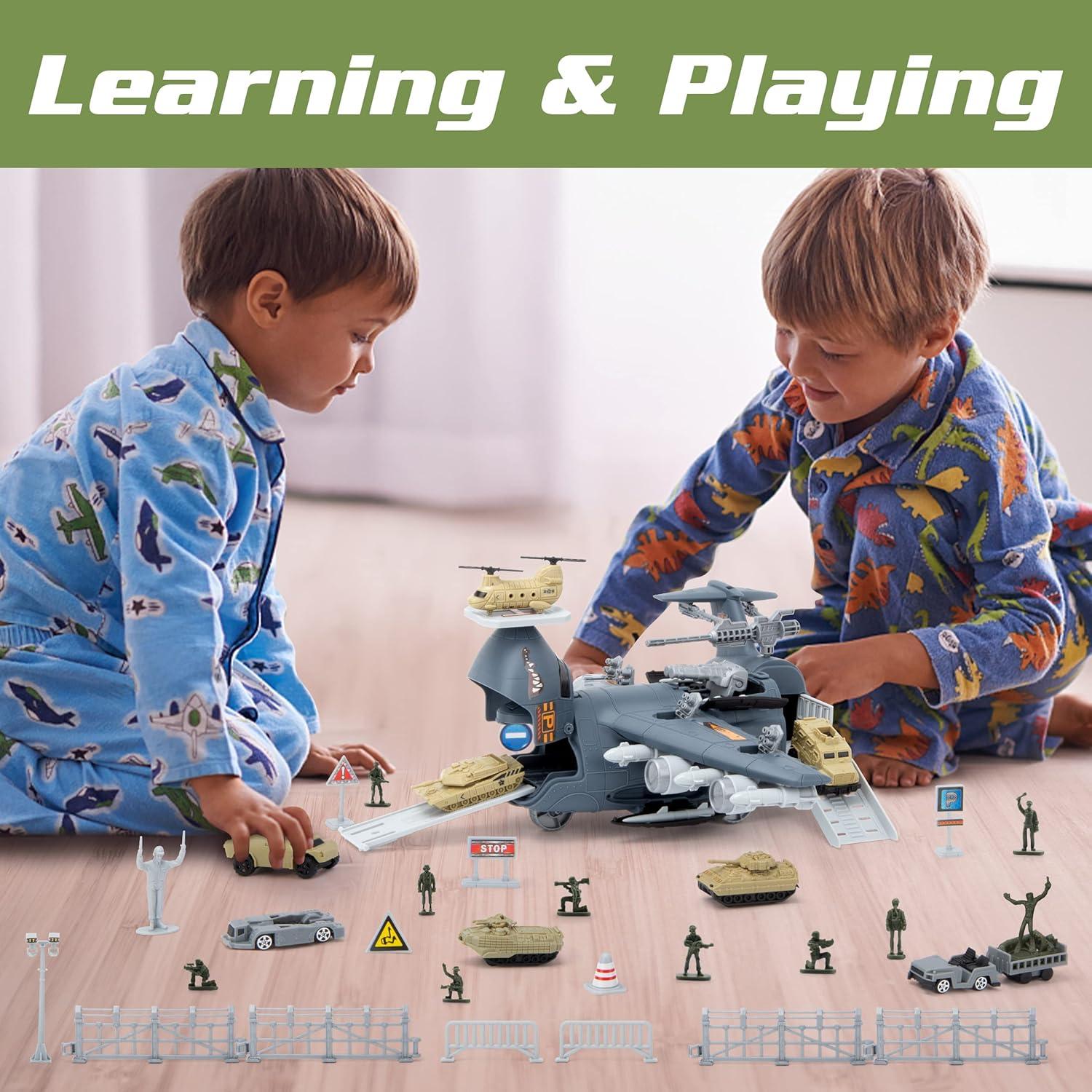 Juguete de Avión Militar XDUOYJOY con 8 Vehículos 0.61 kg