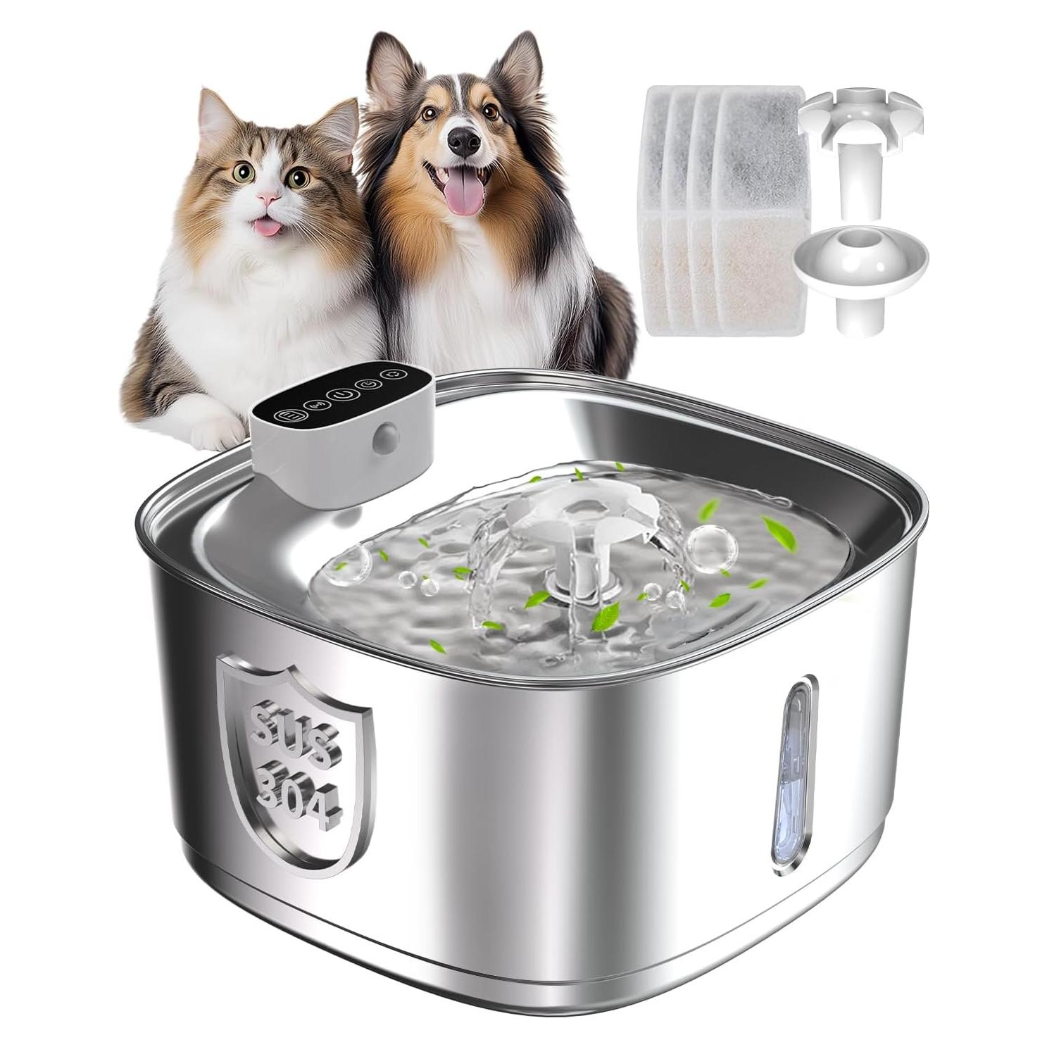 Fuente de Agua Inalámbrica Zxuanua 3.2L Acero Inoxidable para Gatos y Perros