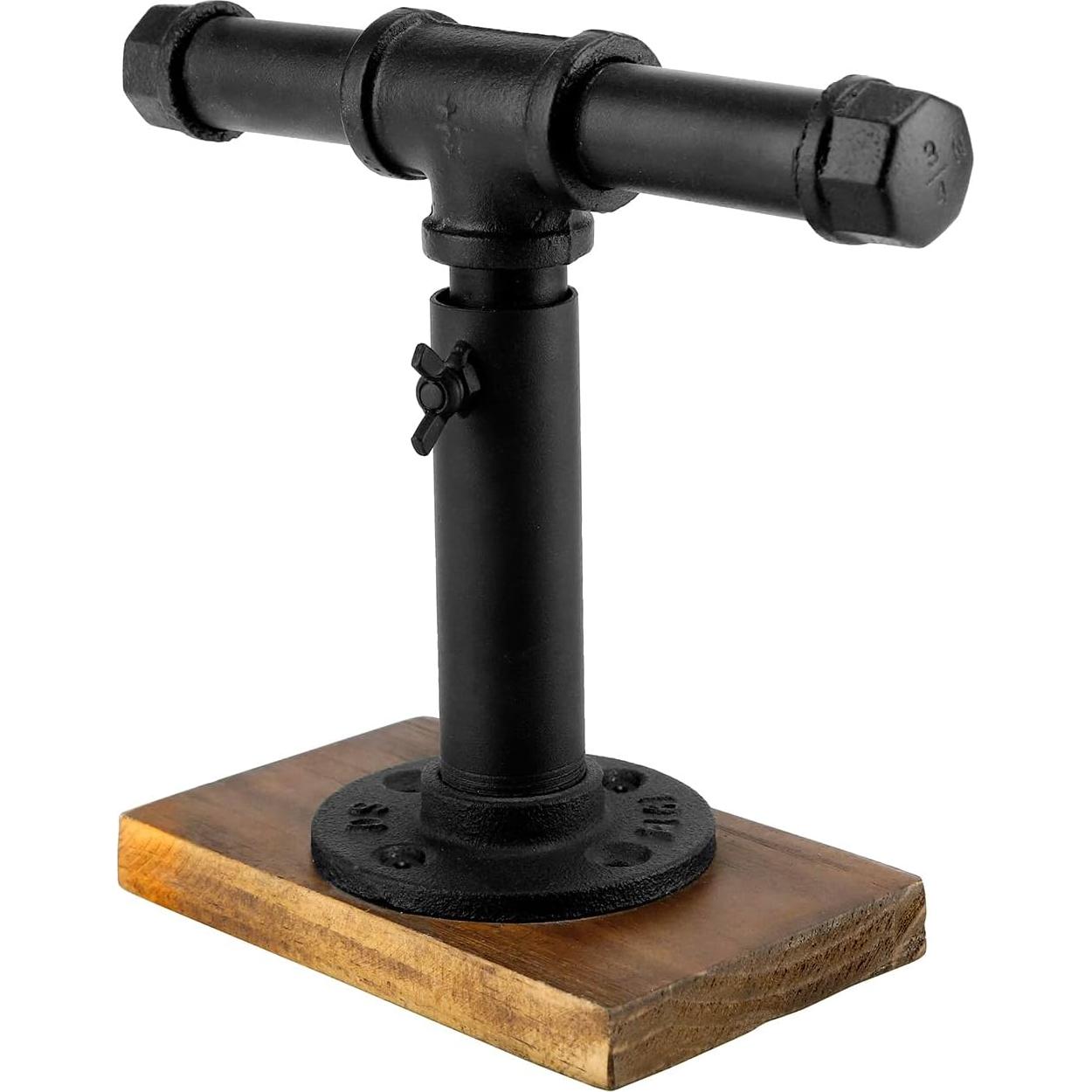 Soporte de Joyería MyGift Ajustable Metal Negro Base Madera