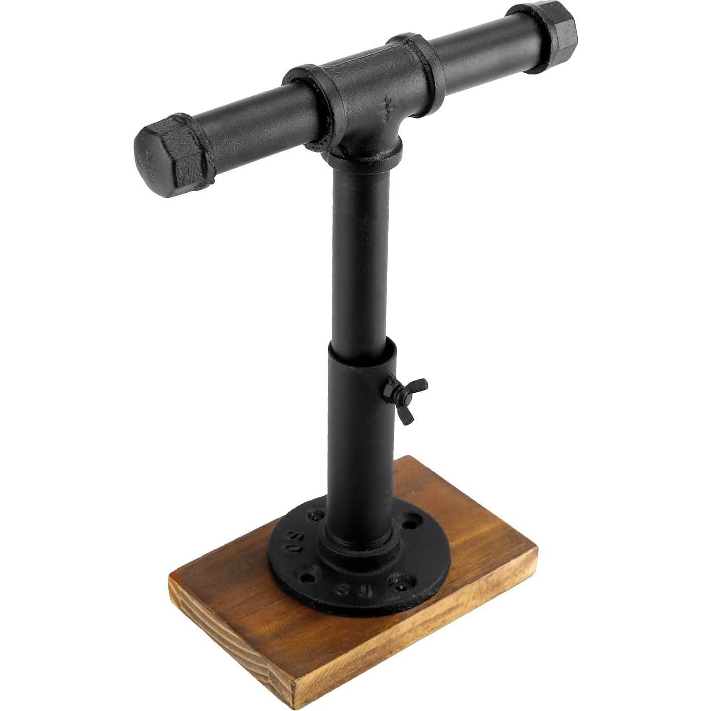 Soporte de Joyería MyGift Ajustable Metal Negro Base Madera