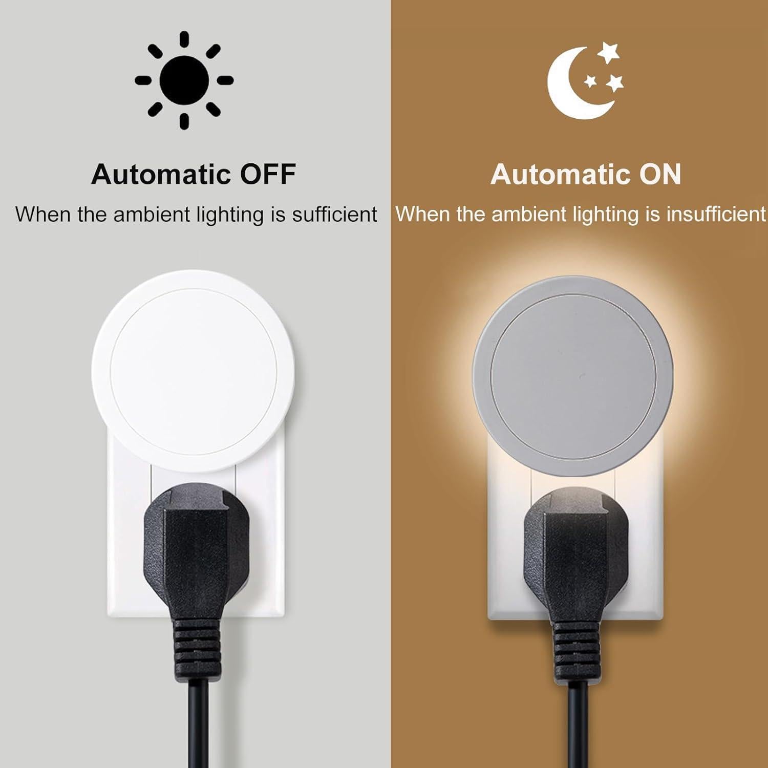 4 Luces Nocturnas Eneteck Redondas con Sensor Luz Cálida