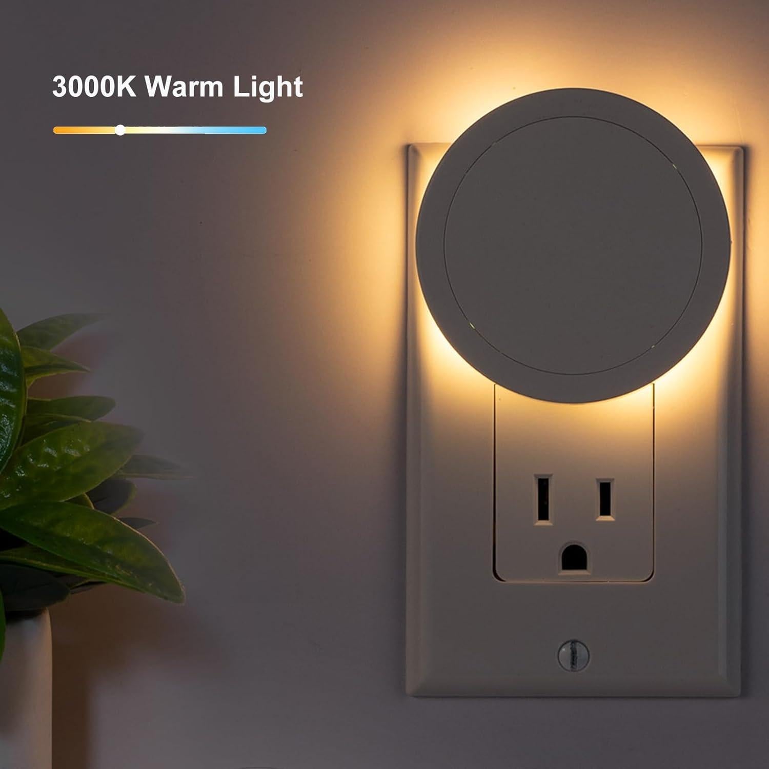 4 Luces Nocturnas Eneteck Redondas con Sensor Luz Cálida