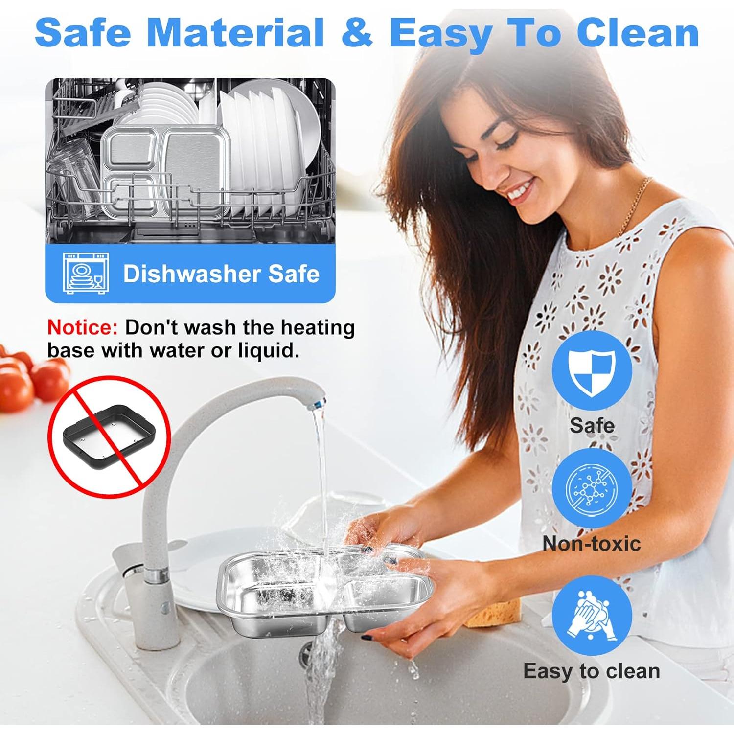 Calentador de Almuerzo Eléctrico RIKDOKEN 1.5L 60W Acero Inoxidable