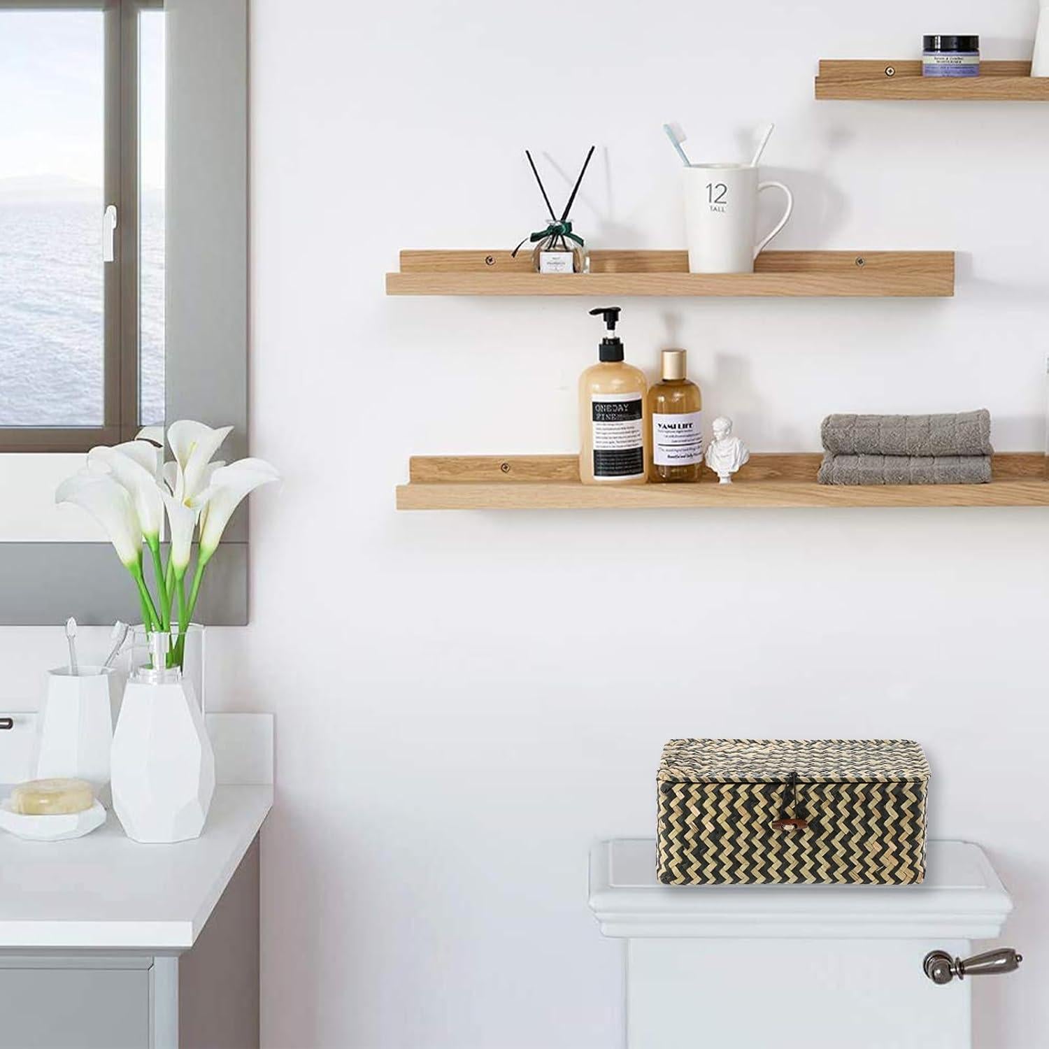 Cesta de Mimbre Hipiwe X-Pequeña con Tapa Negra Tejida a Mano