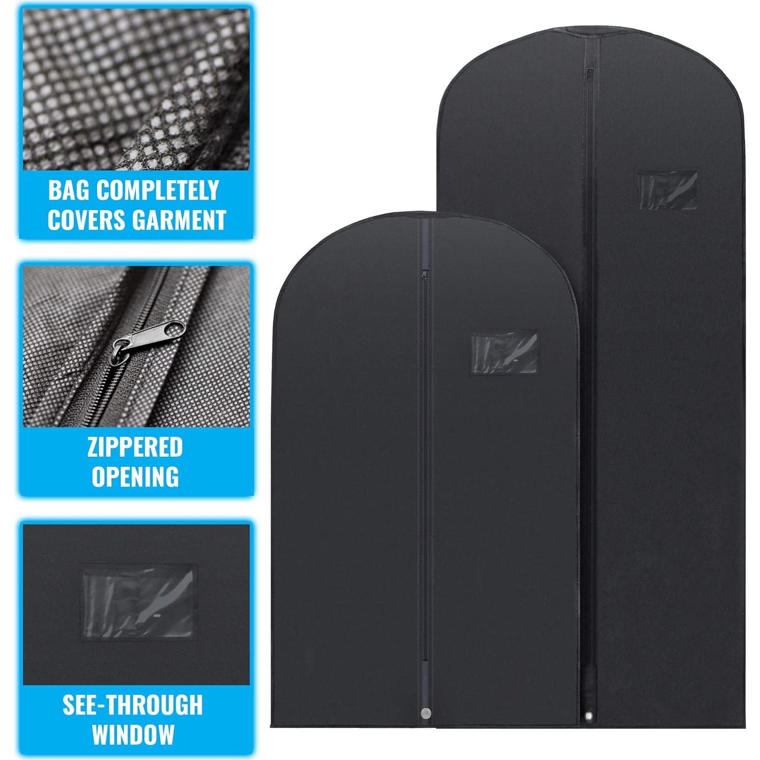 Bolsas de Ropa Negras Plixio - Paquete de 5 Tamaños Mixtos