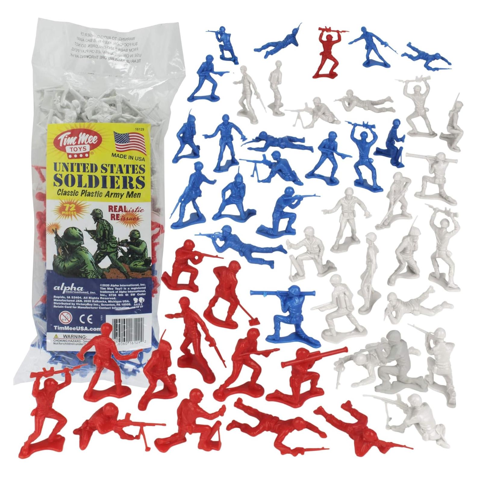 Soldados de Plástico TimMee 72pc Rojo Blanco Azul 5,08cm