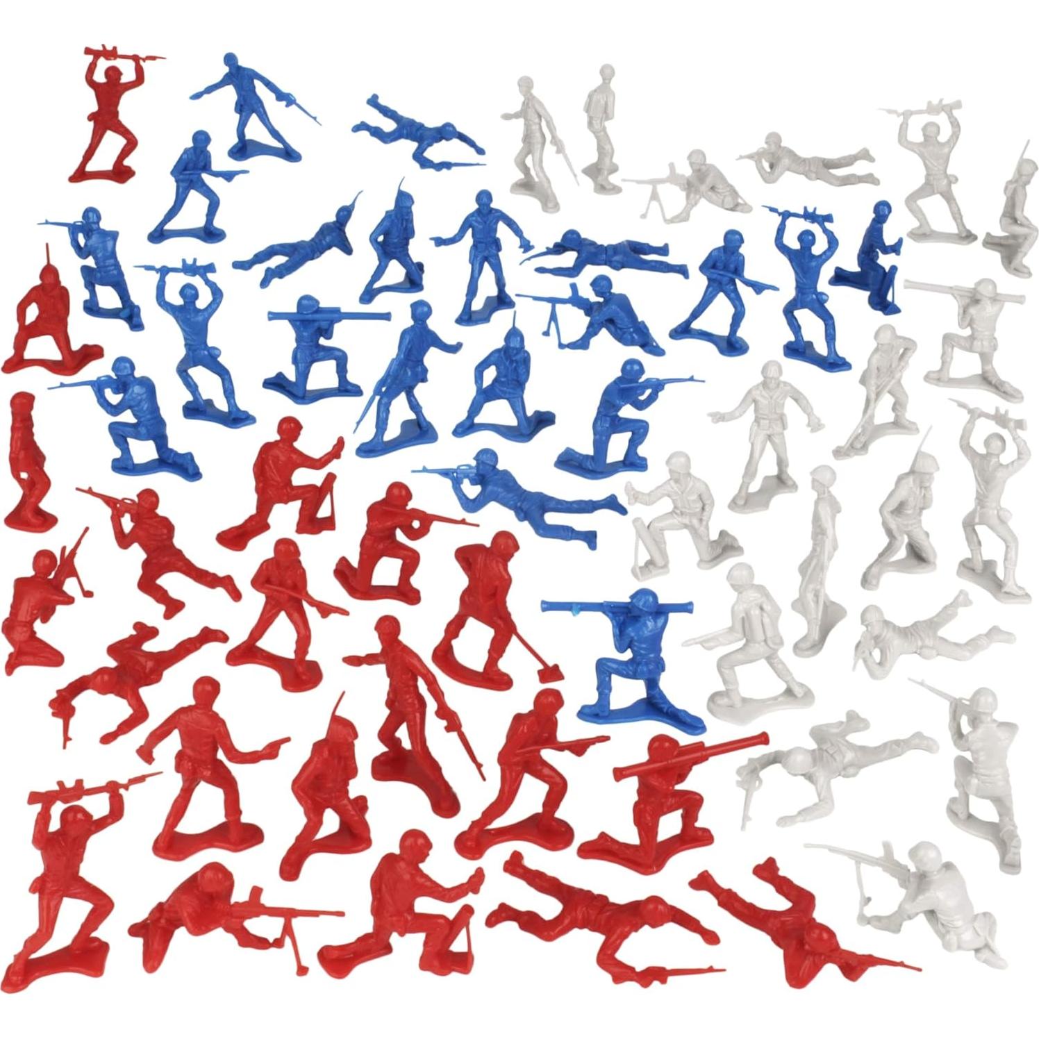 Soldados de Plástico TimMee 72pc Rojo Blanco Azul 5,08cm