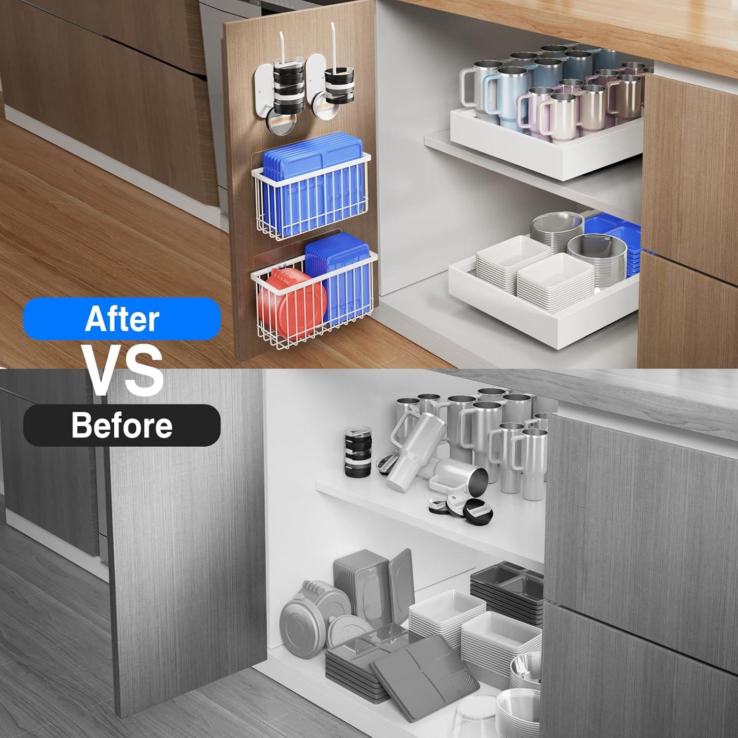 Organizador de Gabinete Adhesivo Mustorn - 4 Piezas Blanco