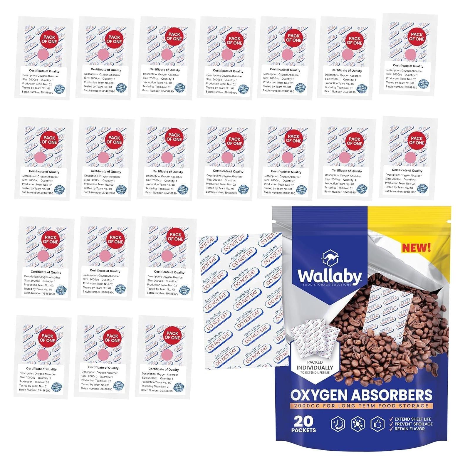 Absorbentes de Oxígeno Wallaby 2000cc - 20 Unidades Selladas