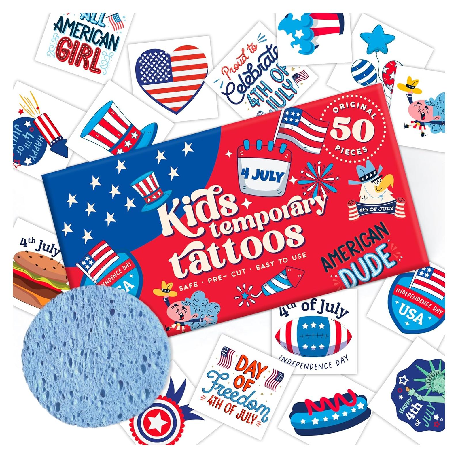 Tatuajes Temporales Patrióticos 4 de Julio Bonbaloo - 50pcs