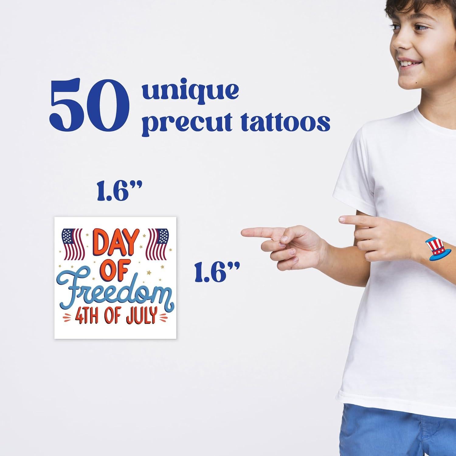 Tatuajes Temporales Patrióticos 4 de Julio Bonbaloo - 50pcs