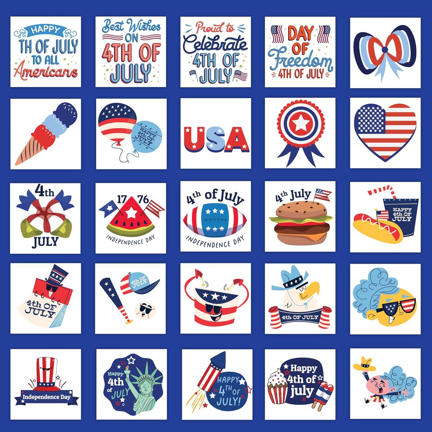 Tatuajes Temporales Patrióticos 4 de Julio Bonbaloo - 50pcs