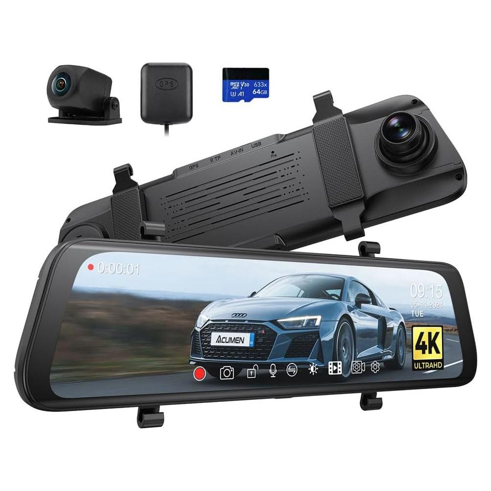 Cámara Espejo Retrovisor 4K Acumen XR10 Pro con GPS