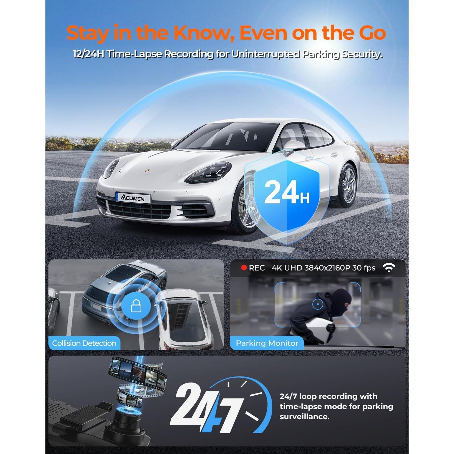 Cámara Espejo Retrovisor 4K Acumen XR10 Pro con GPS