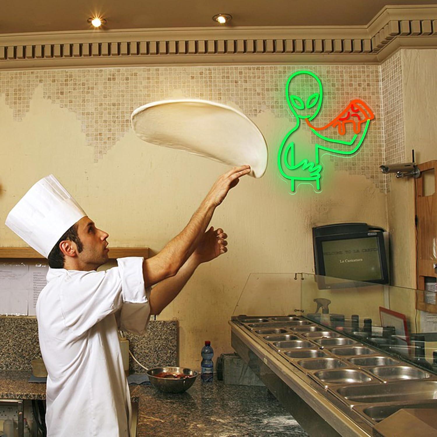 Luz de Neón Pizza Alienígena Regulable LIUOZHTEA 42x32cm