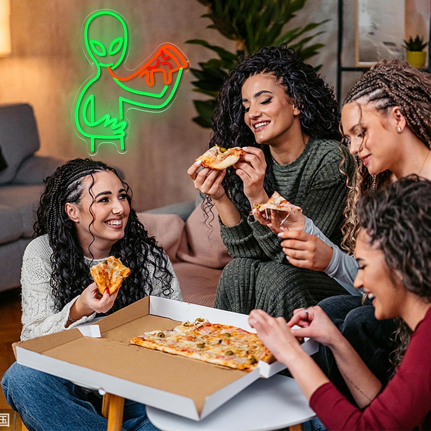 Luz de Neón Pizza Alienígena Regulable LIUOZHTEA 42x32cm