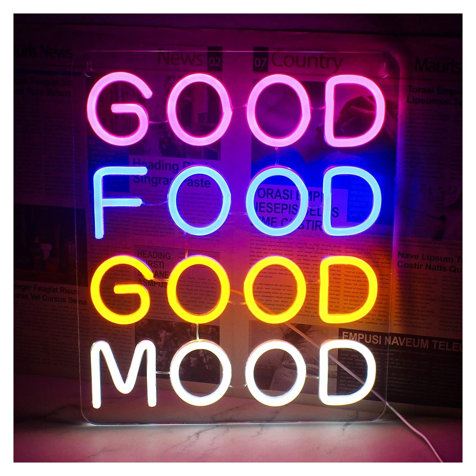 Señal LED Neón Horseneon Buena Comida Buen Ánimo 36x30 cm