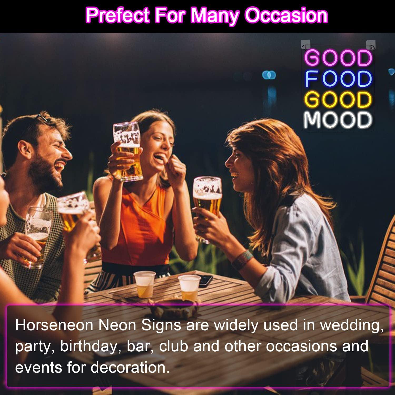 Señal LED Neón Horseneon Buena Comida Buen Ánimo 36x30 cm