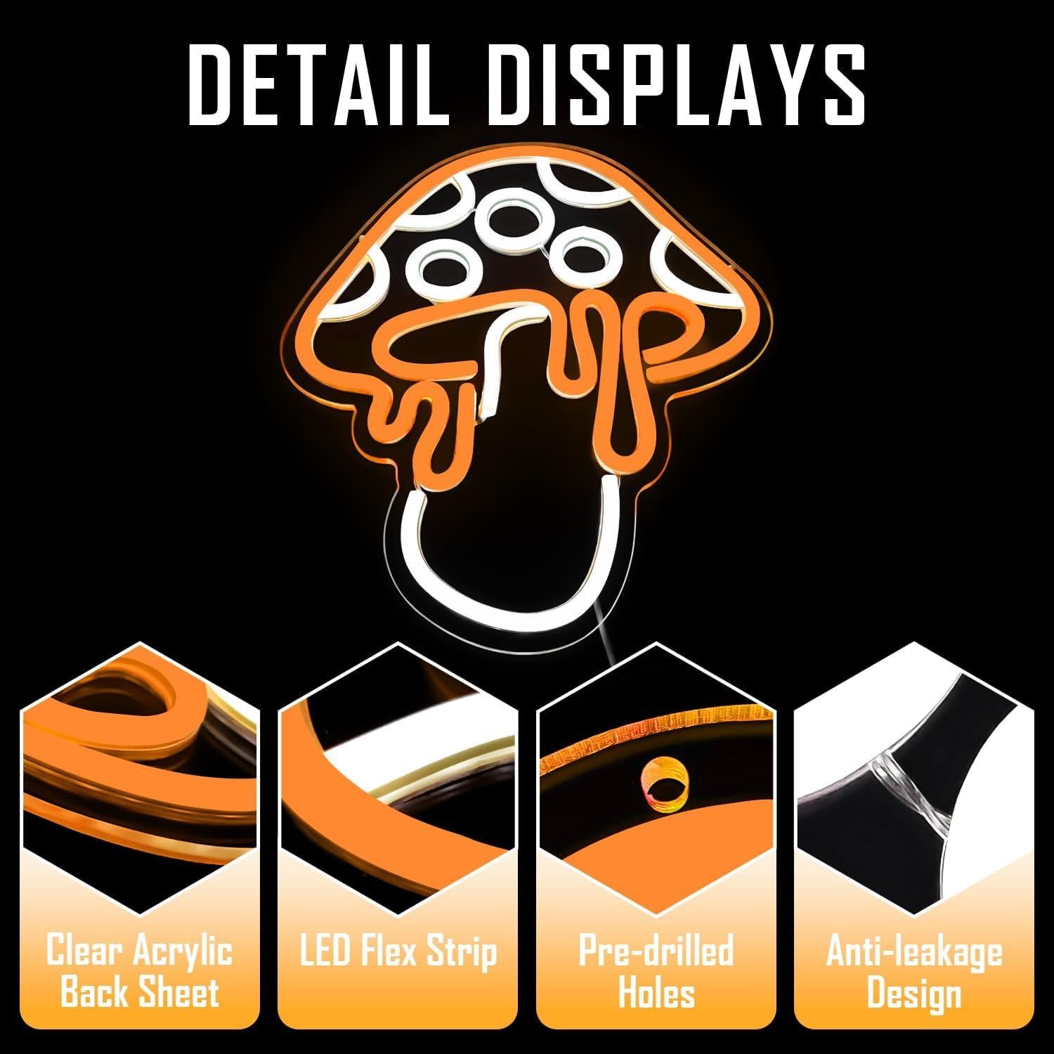 Luz de Neón Hongo LED Ajoyferris Regulable 30x26.2 cm