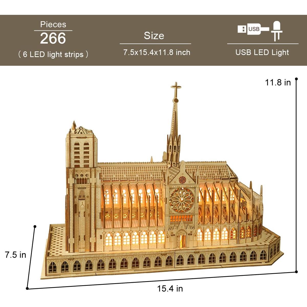 Rompecabezas 3D de Madera Leopmase Notre Dame 266 Piezas