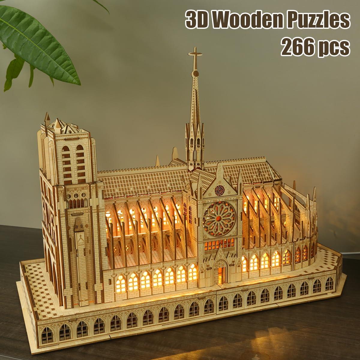 Rompecabezas 3D de Madera Leopmase Notre Dame 266 Piezas
