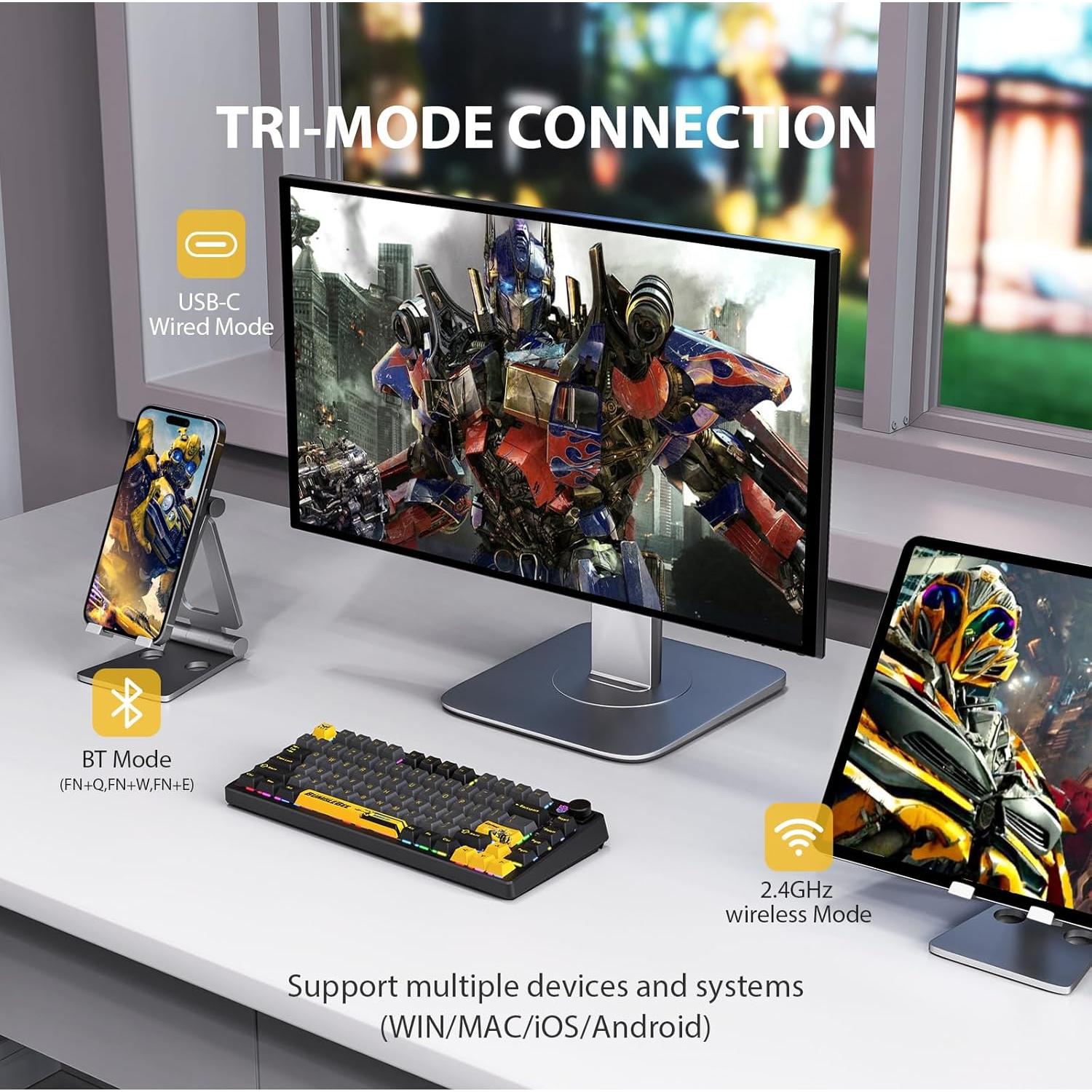 Teclado Mecánico Inalámbrico Transformers TF-GK03 RGB 81 Teclas