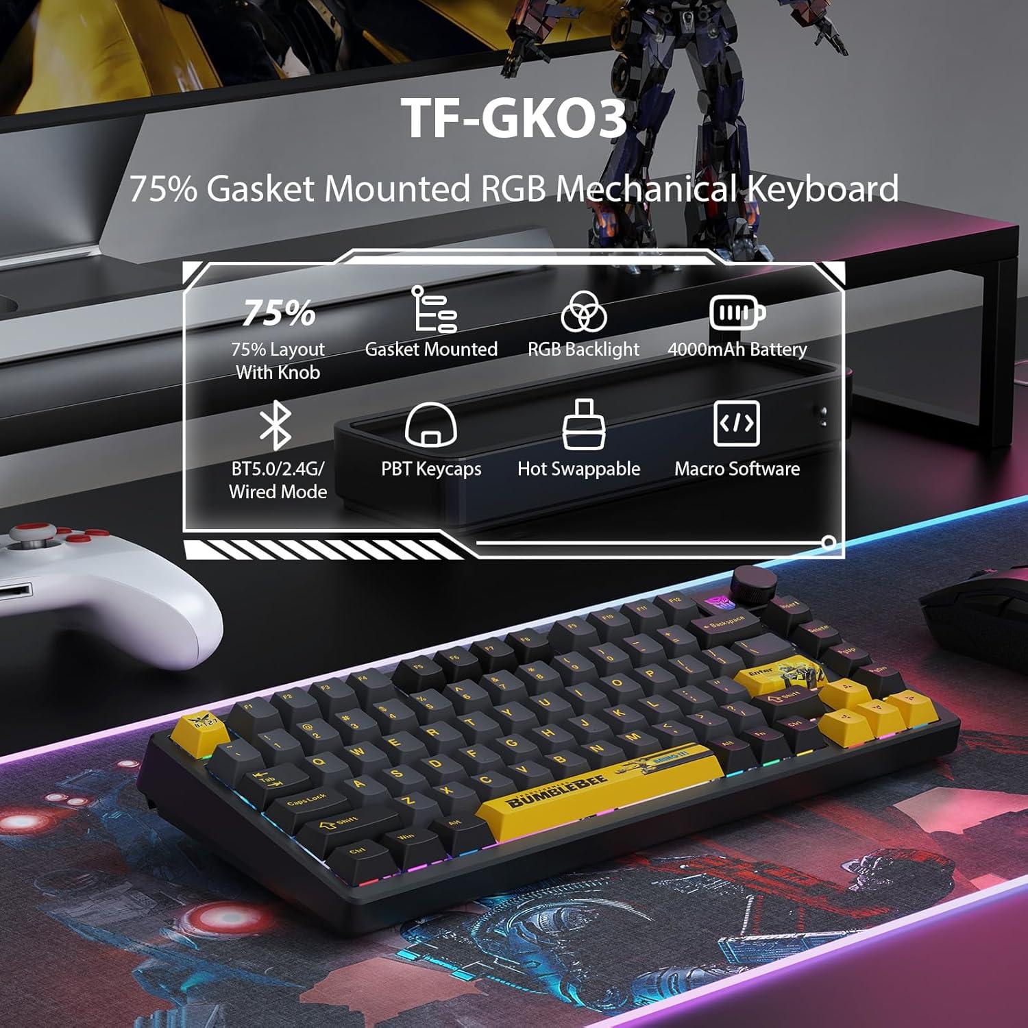 Teclado Mecánico Inalámbrico Transformers TF-GK03 RGB 81 Teclas
