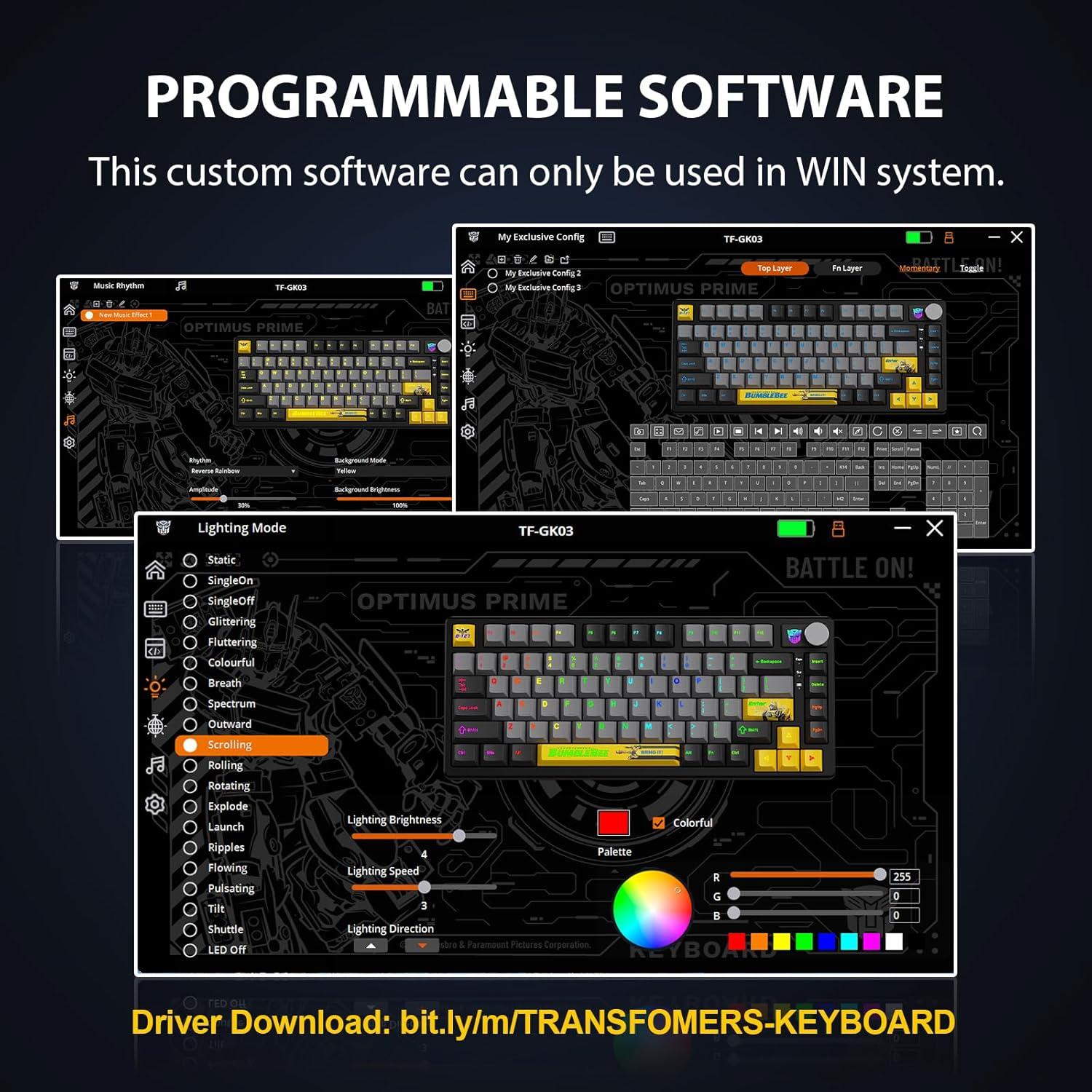 Teclado Mecánico Inalámbrico Transformers TF-GK03 RGB 81 Teclas