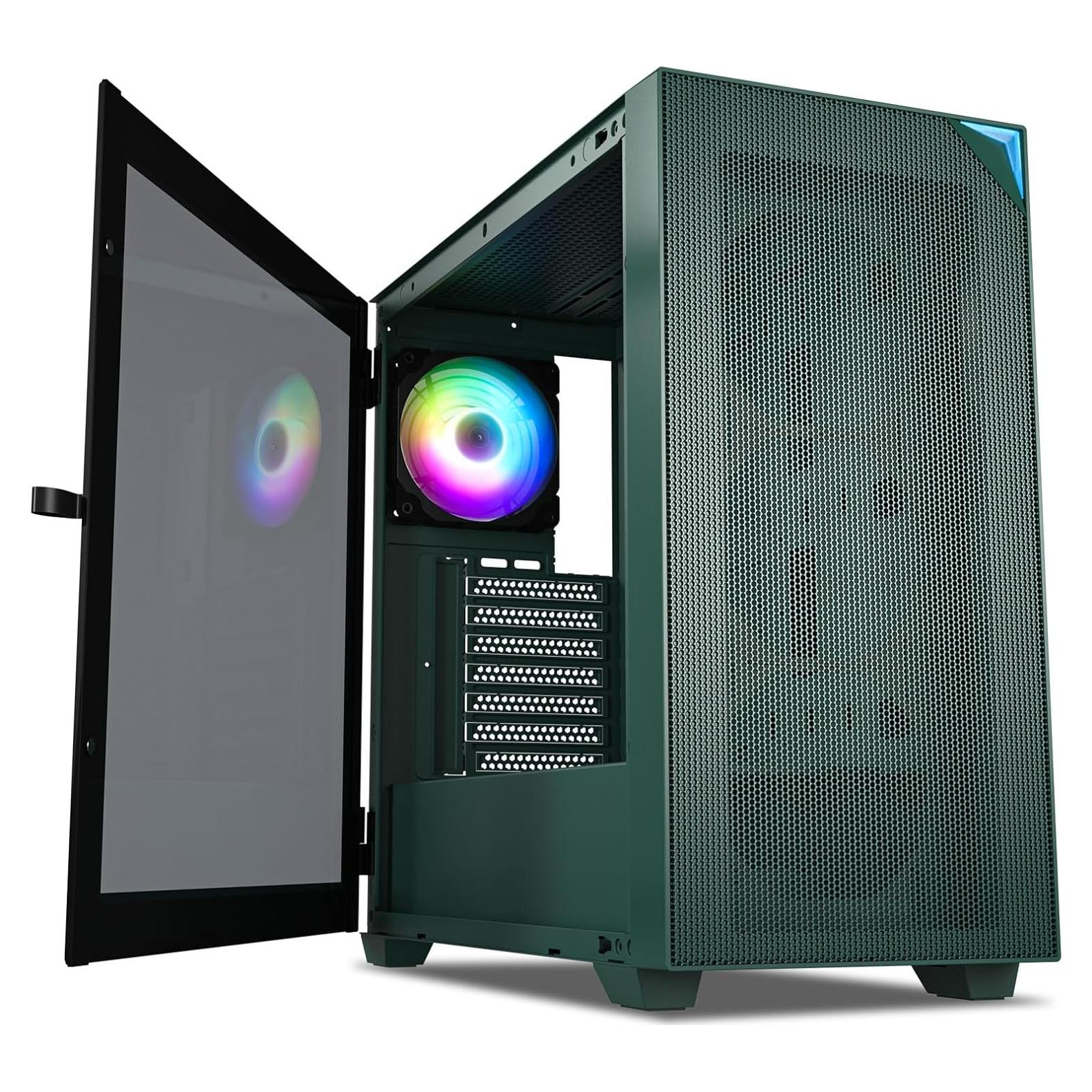 Caja de Computadora Vetroo AL800 Verde Ejercito E-ATX Vidrio Templado