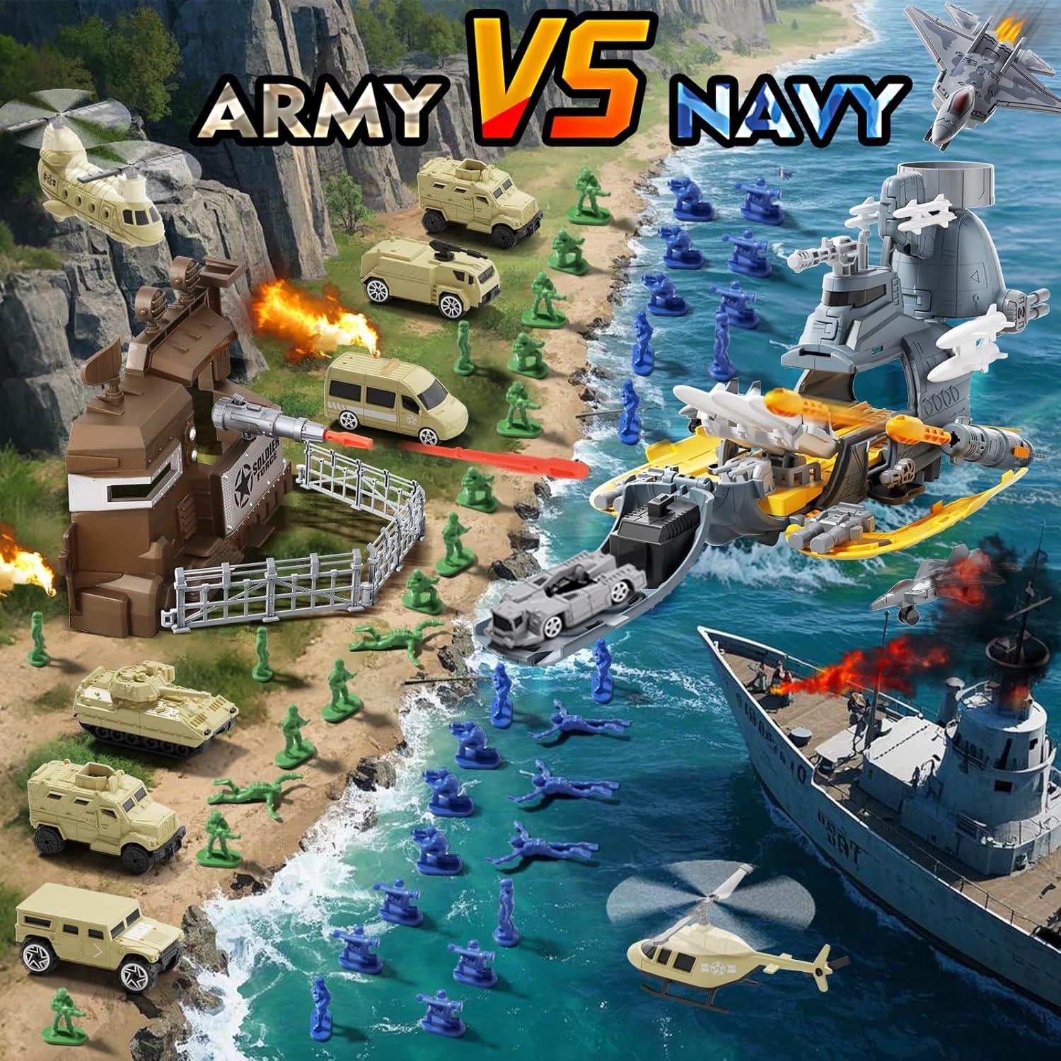 Juego de Soldados Lehoo con Submarino y Vehículos Militares