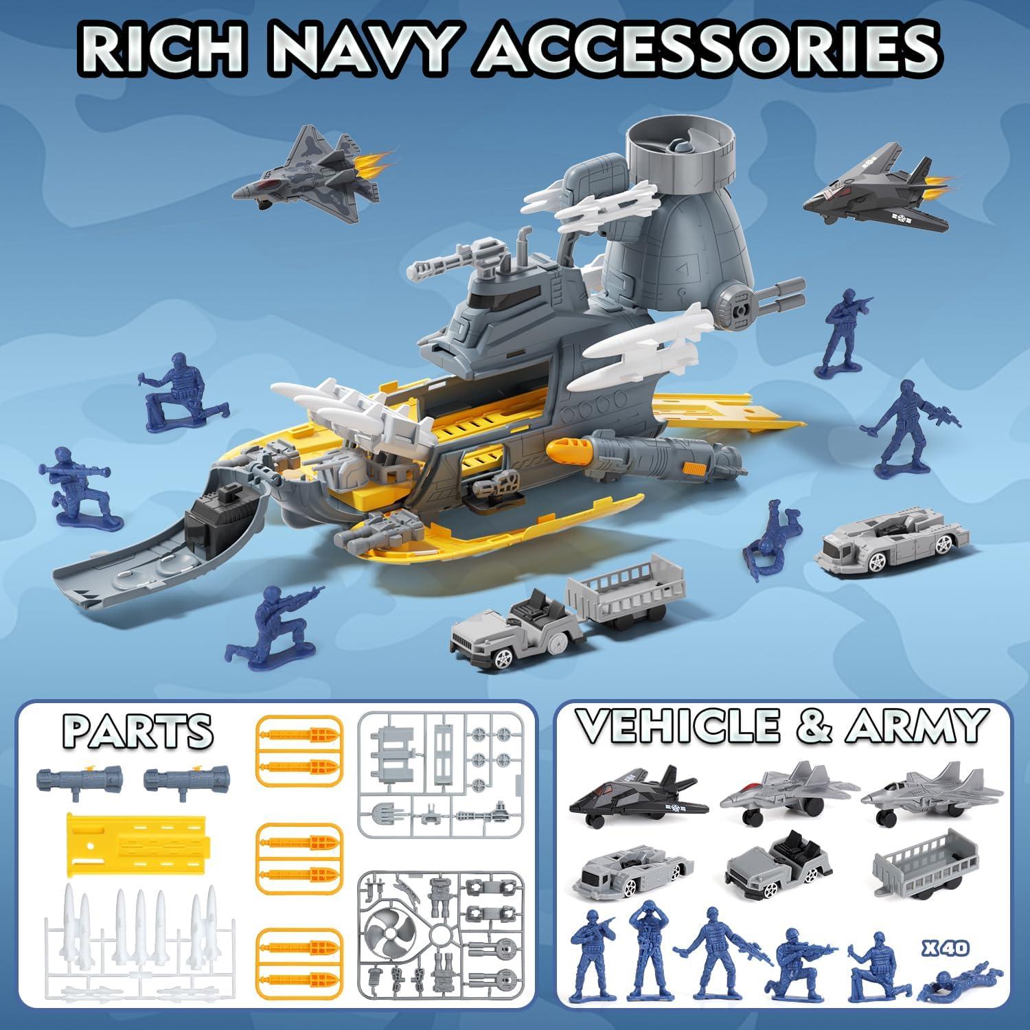 Juego de Soldados Lehoo con Submarino y Vehículos Militares