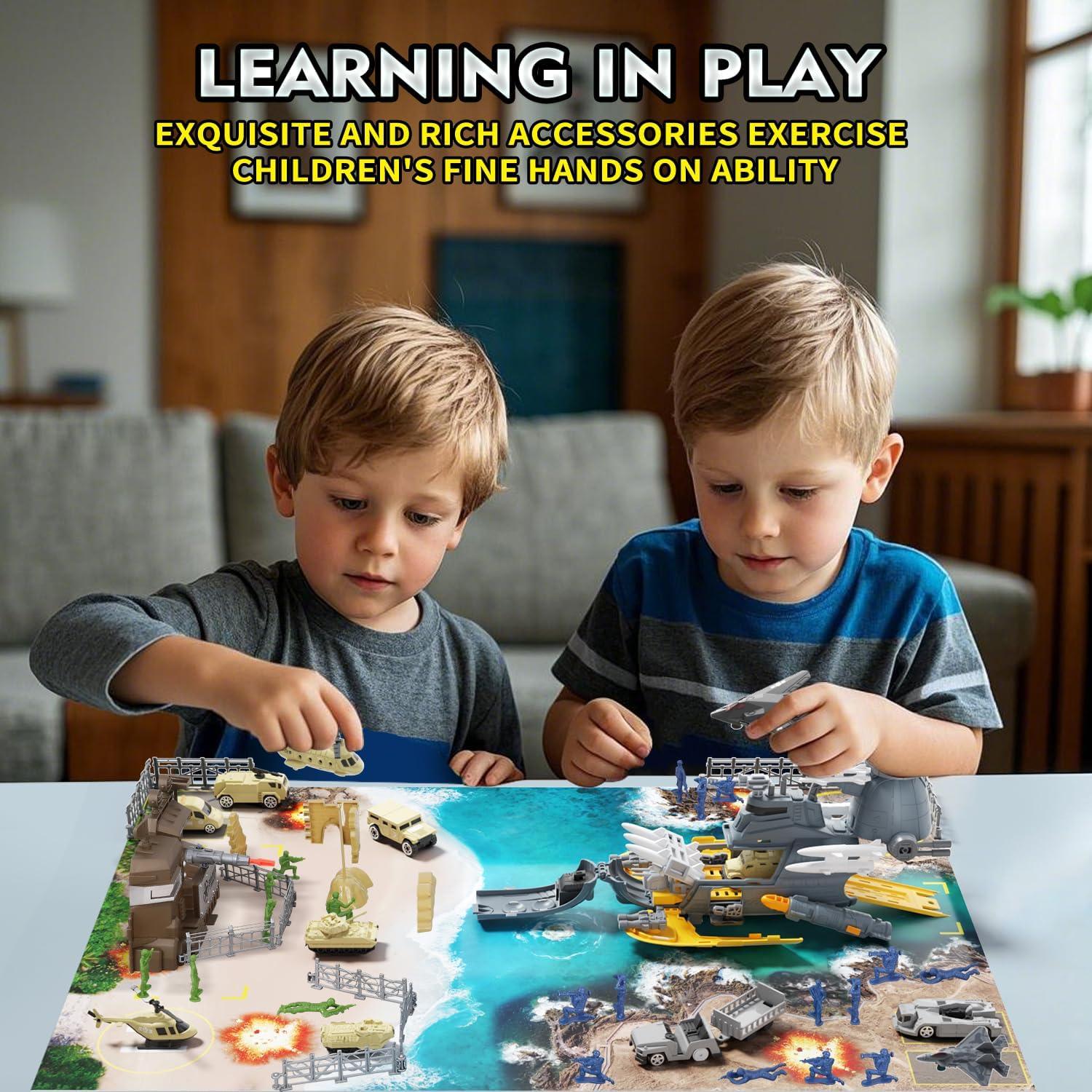 Juego de Soldados Lehoo con Submarino y Vehículos Militares