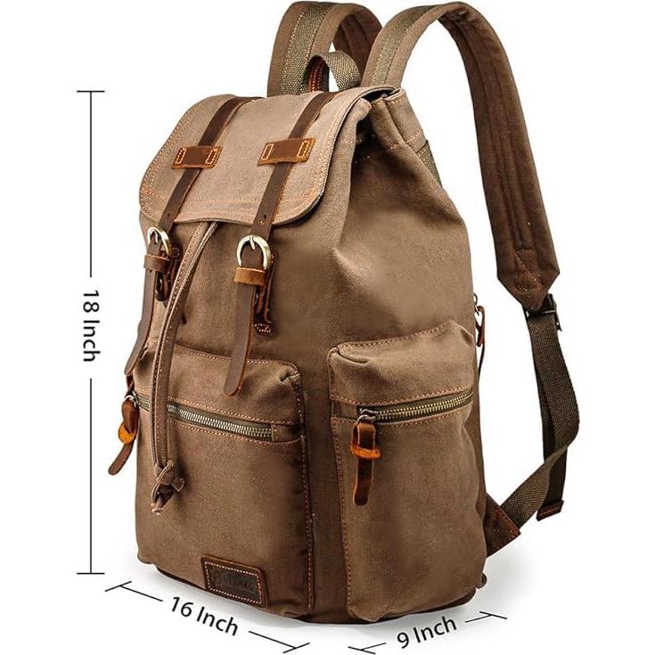 Mochila de Lona Vintage Gearonic 15" Marrón para Viajes