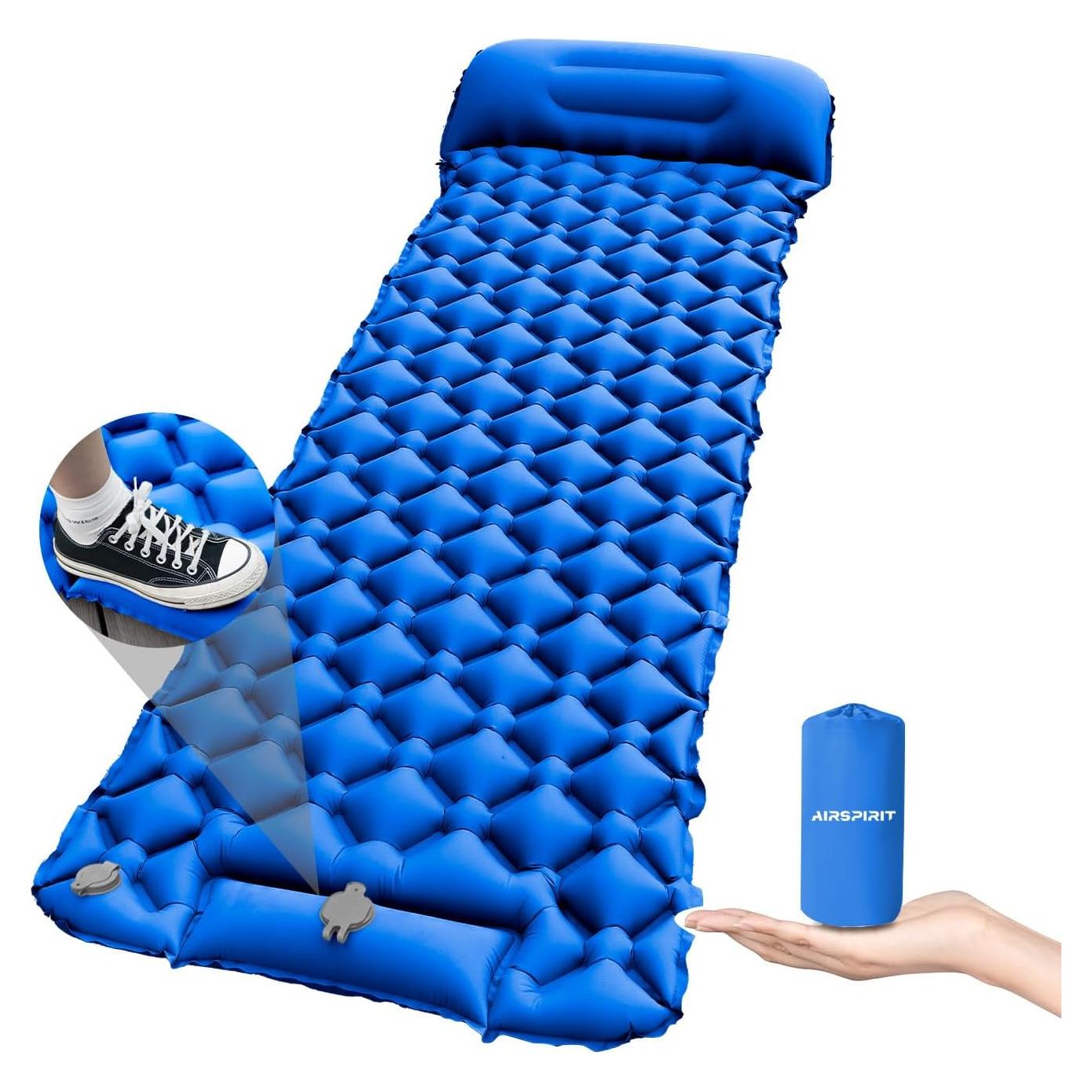 Colchoneta Inflable AIRSPIRIT 220x70cm con Almohada y Bomba