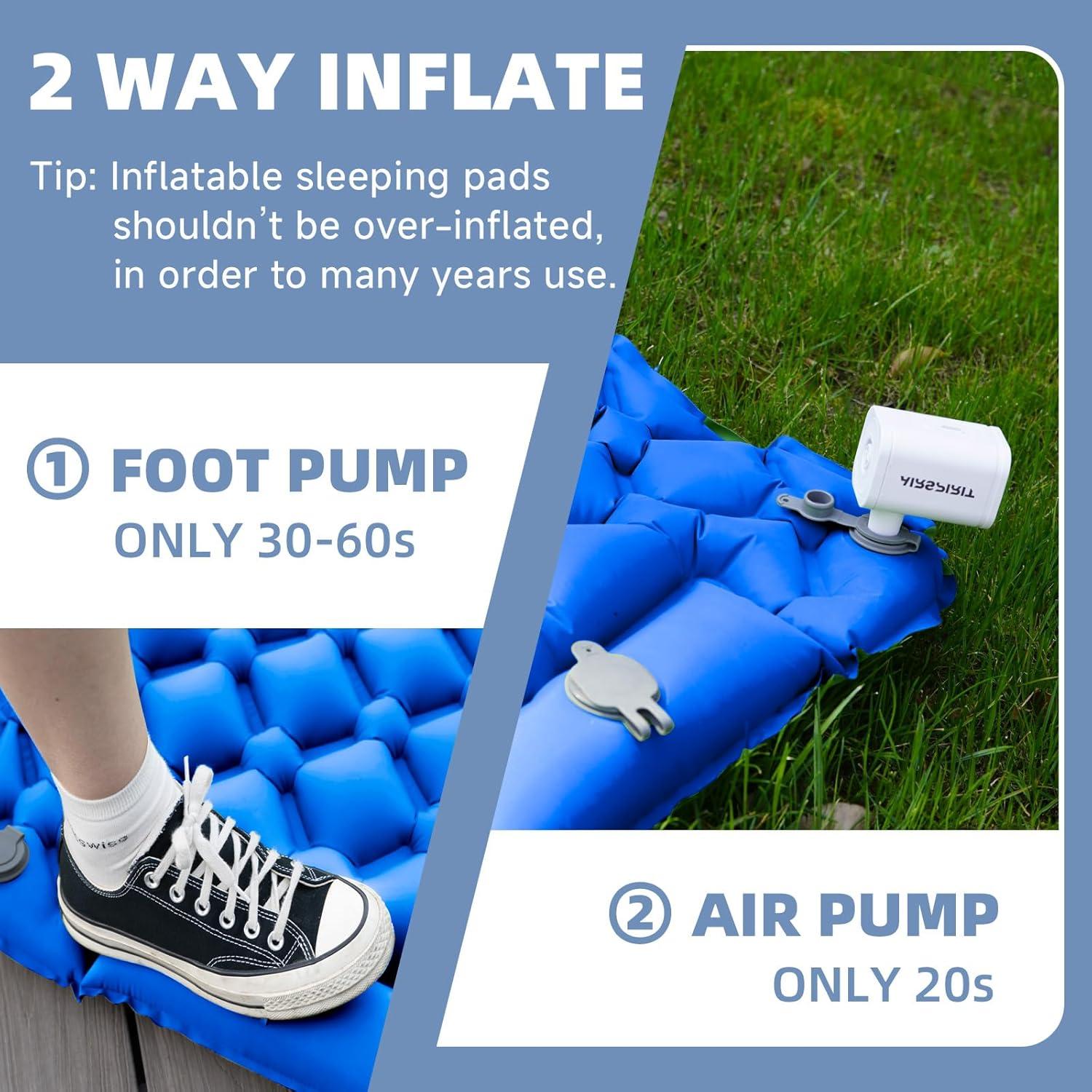 Colchoneta Inflable AIRSPIRIT 220x70cm con Almohada y Bomba